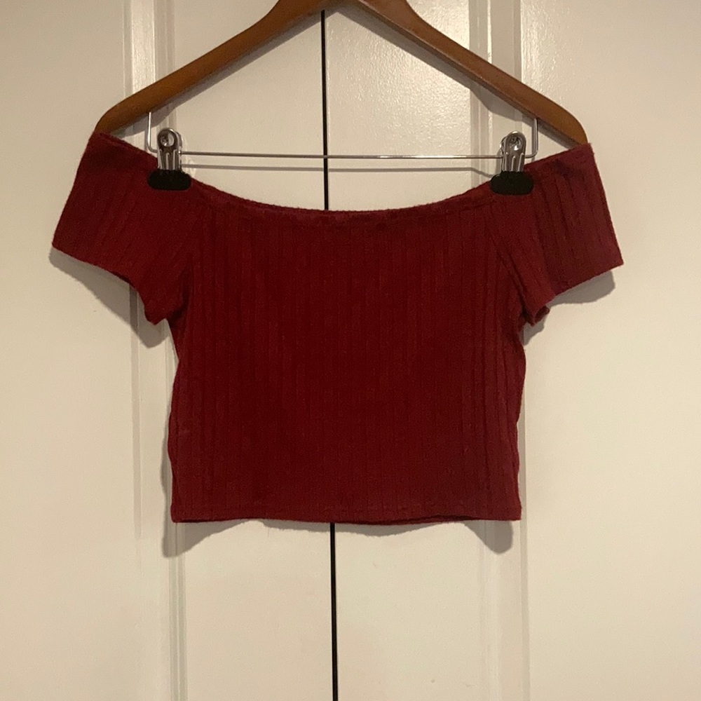Off the shoulder red crop top